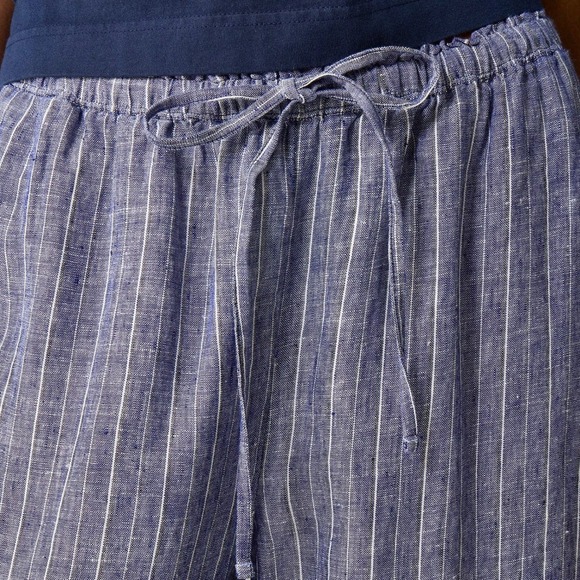 NEW!! J. CREW New Soliel Pants Striped Linen Blue & White Elastic Waist X-Large - Picture 6 of 15